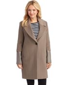 Elie Tahari Greece Leather Sleeved Coat - Lyst