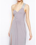Asos Embellished Shoulder & Side Maxi Dress - Lyst