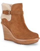 Ugg Suede Sheepskin Wedge Ankle Boots - Lyst