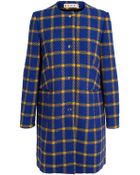 Marni Checked Collarless Coat - Lyst