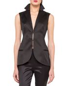 Akris Sleeveless Stretch Silk Satin Gilet - Lyst