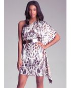 Bebe One Shoulder Drape Dress - Lyst