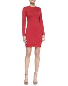 Halston Heritage Ponte Mesh-Detail Long-Sleeve Dress - Lyst