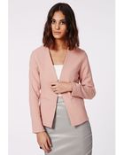 Missguided Amander Collarless Cropped Back Tailored Blazer Pink - Lyst