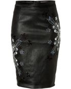 Matthew Williamson Embroidered Leather Skirt - Lyst