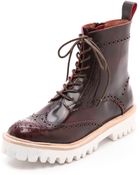 Jeffrey Campbell Clash Lug Sole Combat Boots Wine - Lyst