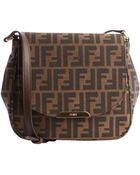 Fendi Tobacco And Brown Zucca Canvas Crossbody Bag - Lyst