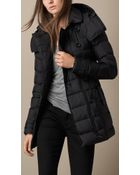 Burberry Down-Filled Coat With Detachable Hood - Lyst