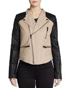 W118 By Walter Baker Jessica Mixed-Media Motorcyle Jacket - Lyst