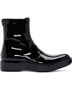 Jil Sander Black Patent Leather Platform Boots - Lyst