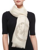 MICHAEL Michael Kors Pindot Voile Logo Scarf - Lyst