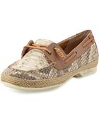 Sam Edelman Sebastian Snake-Print Suede Boat Shoe - Lyst