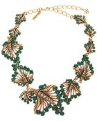 Oscar de la Renta Jewelled Leaf Necklace - Lyst