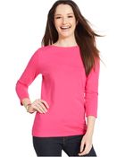 Jones New York Signature Petite Three-Quarter Sleeve Boat-Neck Top - Lyst
