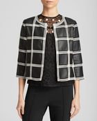 ESCADA Jacket - Laser-Cut Striped Leather Crop - Lyst