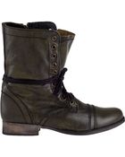 Steve Madden Troopa Combat Boot Dark Green Leather - Lyst