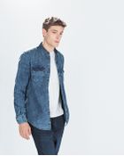 Zara Denim Shirt - Lyst