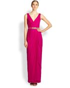 Notte By Marchesa Silk Chiffon Wrap Gown - Lyst