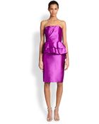 Badgley Mischka Strapless Peplum Dress - Lyst