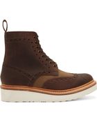 Grenson Brown Leather Shortwing Brogue Fred Boots - Lyst