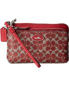 Coach Coated Canvas Signature Double L-zip Wristlet - Lyst
