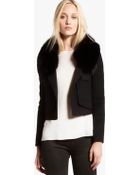 Halston Fur Collar Coat - Lyst