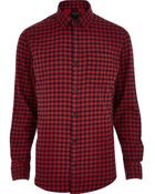 River Island Red Check Long Sleeve Shirt - Lyst