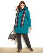 London Fog Plus Size Hooded Raincoat & Scarf - Lyst
