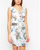 Little Mistress Watercolour Print Wrap Dress - Lyst