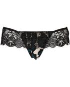 Blumarine Leopard Printed Silk Satin & Lace Thong - Lyst