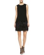 Tibi Cera Tuxedo Dress W/ Feather Hem - Lyst