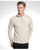 Burberry Beige Cotton Zip Neck Long Sleeve Sweater - Lyst