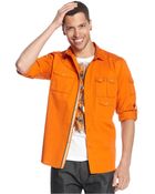 Sean John Long Sleeve Solid Utility Shirt - Lyst