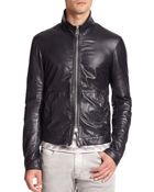 Emporio Armani Leather Jacket - Lyst