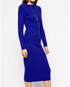 Asos Midi Dress In Rib Knit - Lyst