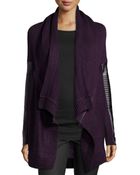 Dex Knit Cardigan W/ Faux-Leather Detail - Lyst
