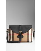 Burberry Small House Check And Leather Crossbody Bag - Lyst