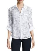 Diane von Furstenberg White Lace Shirt With Tab Sleeves - Lyst
