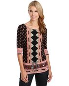 Lucky Brand Nyla Mixed Print Cinched Top - Lyst