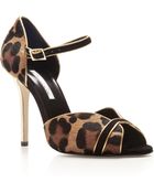 Oscar de la Renta Christina Printed Calf Hair And Suede Sandals - Lyst