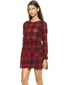 Re:named Plaid Long Sleeve Dress - Oxblood - Lyst