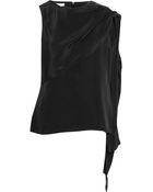 Oscar de la Renta Draped Silk Top - Lyst