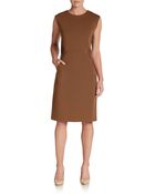 Lafayette 148 New York Leather-Panel Ponte Shift Dress - Lyst