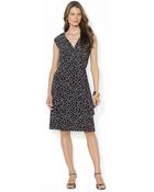 Lauren by Ralph Lauren Polka Dot Jersey Dress - Lyst