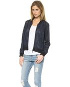 Rebecca Taylor Laser Cut Bomber Jacket Dark Navy - Lyst