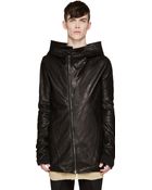 Julius Black Leather Hooded Jacket - Lyst