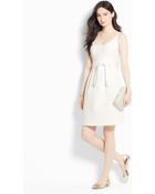 Ann Taylor Petite Textured Scoop Neck Dress - Lyst