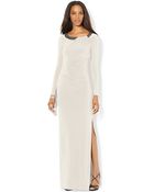 Lauren by Ralph Lauren Long-Sleeve Beaded Gown - Lyst