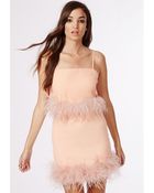 Missguided Feather Trim Crop Top Pink - Lyst