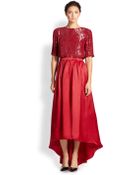 St. John Satin Combo Gown - Lyst